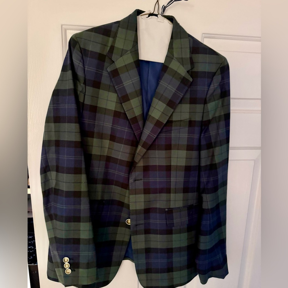 Boys VINEYARD VINES black watch PLAID cotton blend blazer